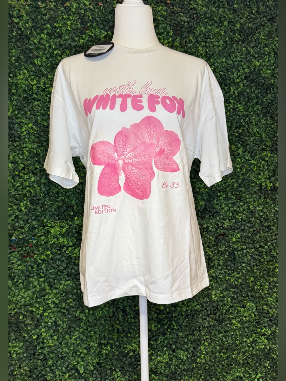 White Fox With Love Forever Oversized Tee White/Pink XS/S NWT